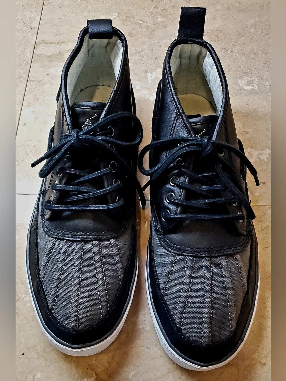 Polo Ralph Lauren Mens Parkstone Mid Sneakers Black/Gray Size 10 D Lace Up